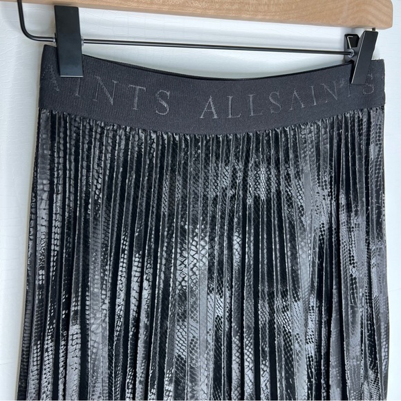 ALLSAINTS Phia Snakeskin Pleated Maxi Skirt - Picture 6 of 12